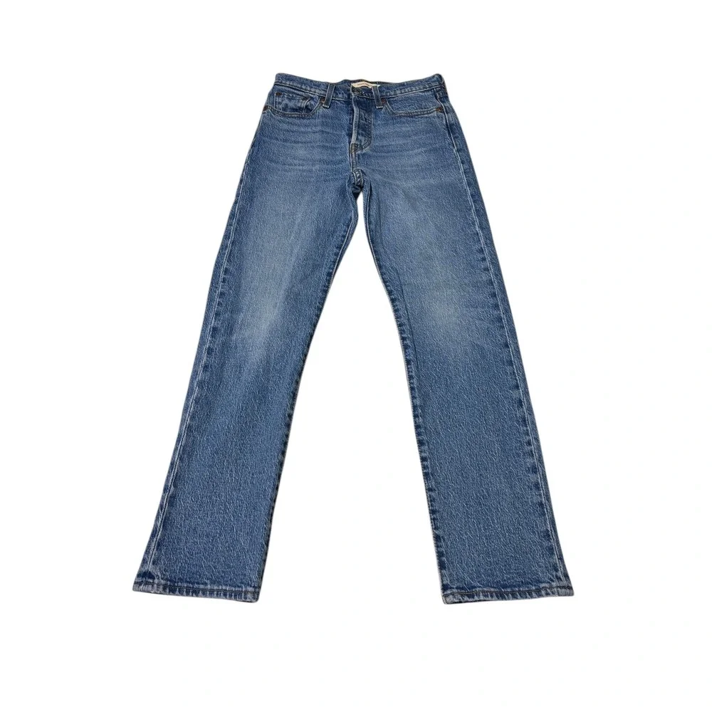 Levi's Premium Big E Wedgie Straight Jeans Women's 25X28 Medium Wash Button Fly - Picture 1 of 16